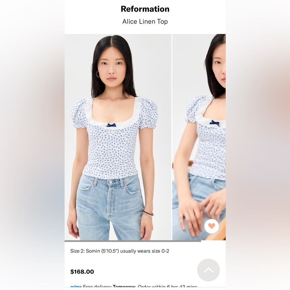NWT • Reformation Alice Linen Top in Hanna Print - Picture 3 of 7